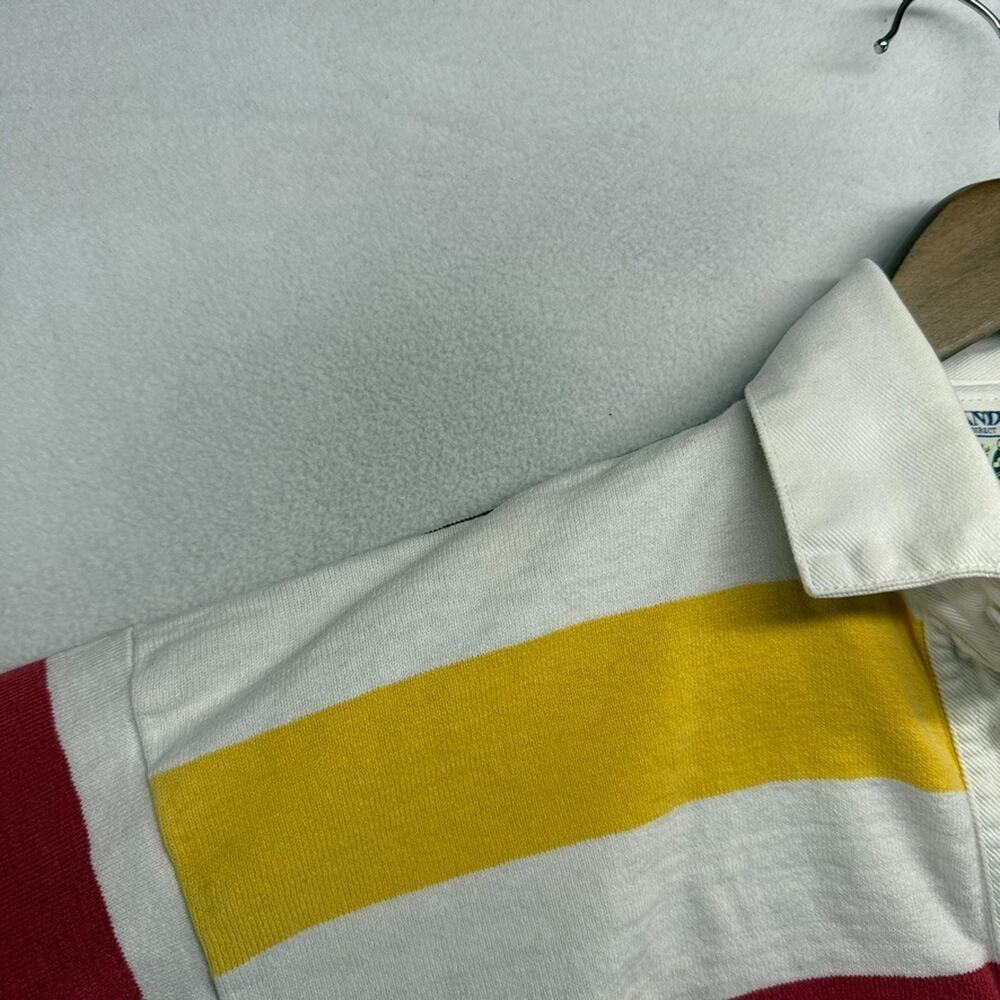 Vintage Lands End Rugby Shirt men's medium White Germany Colors Thick 90s USA - Picture 5 of 13